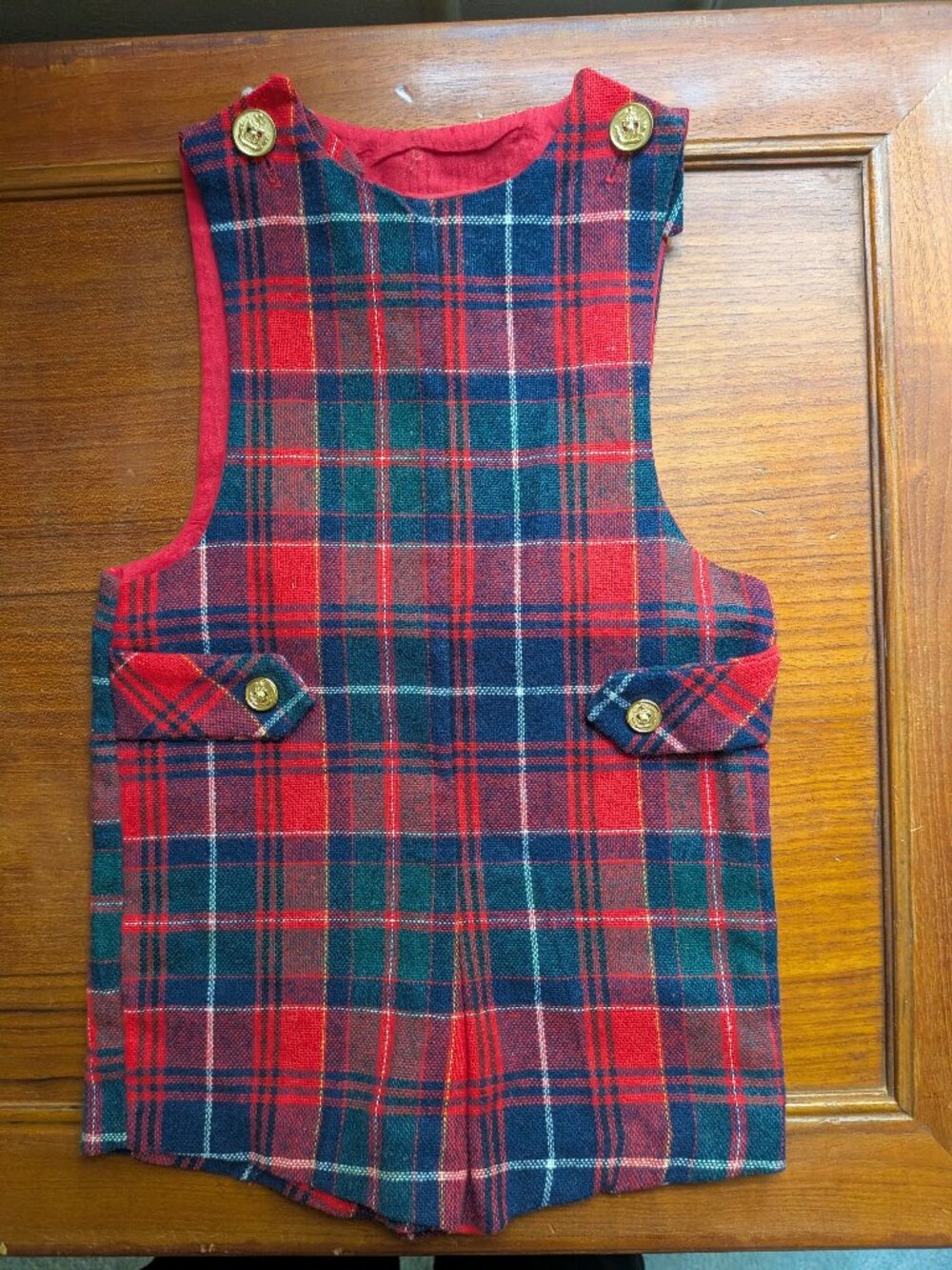 Vintage Red Tartan Plaid Romper Shortall for holiday and christmas in 4T